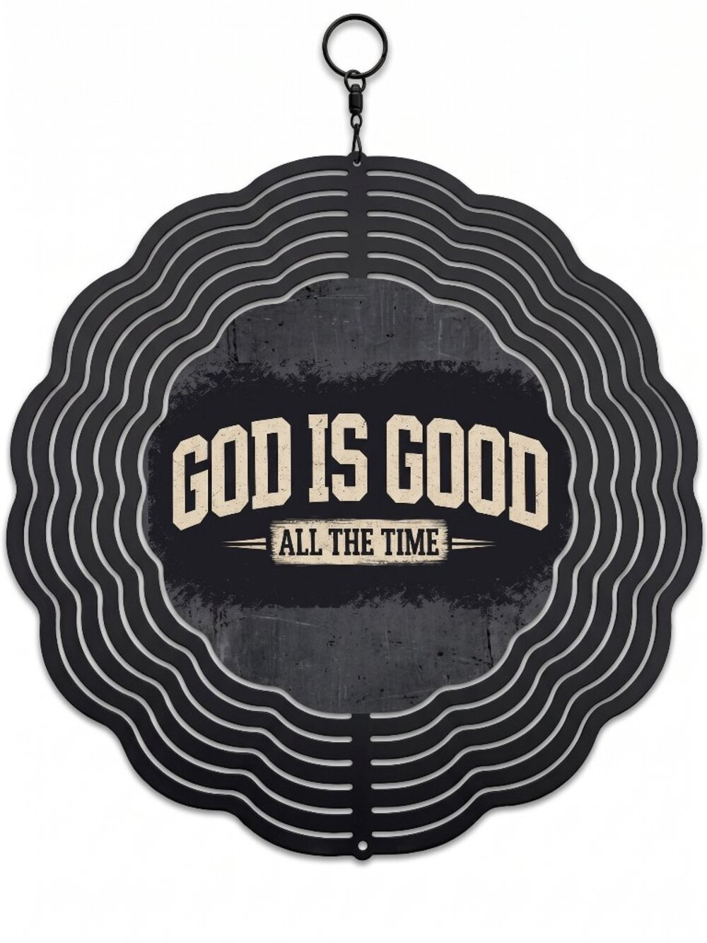 10" God Is Good All The Time Kinetic Wind Spinner - Black Hanging Yard Decor